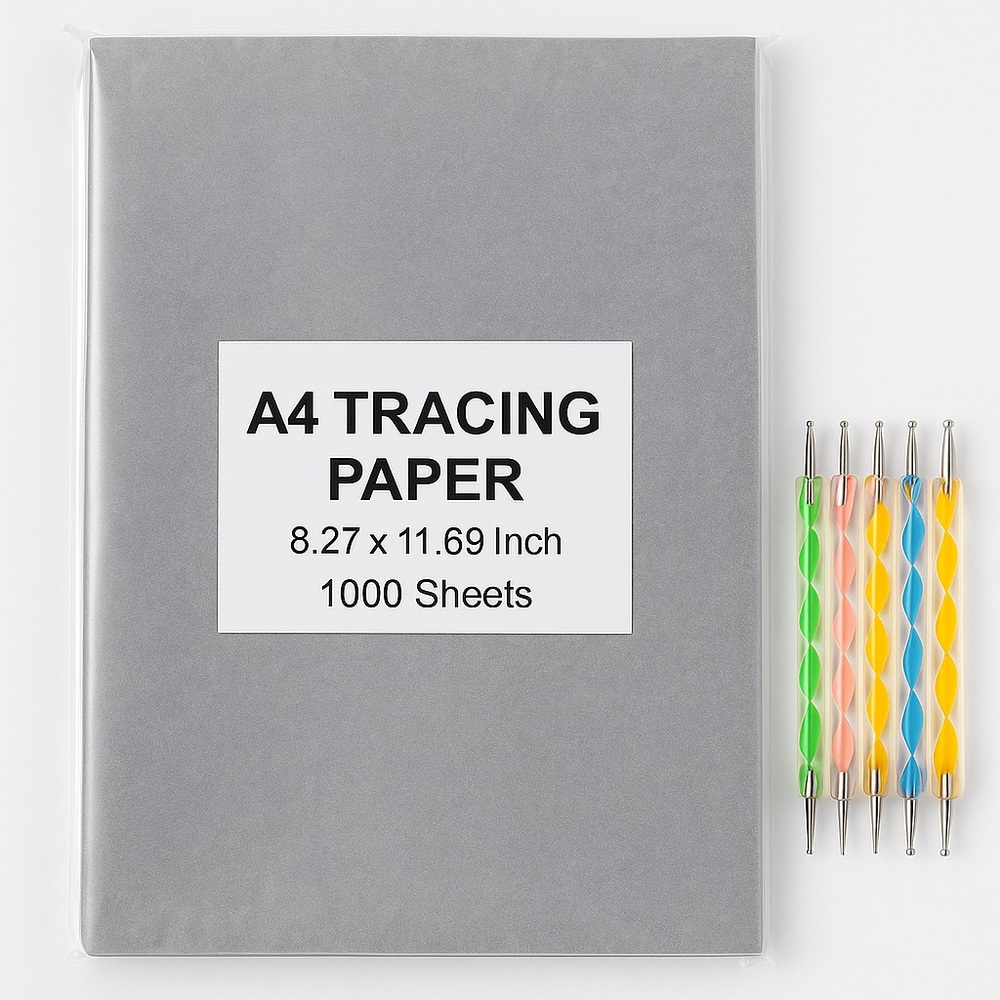 🎲 A4 Tracing Paper & Dotting Tool Set – 1000 Sheets + 5 Tools